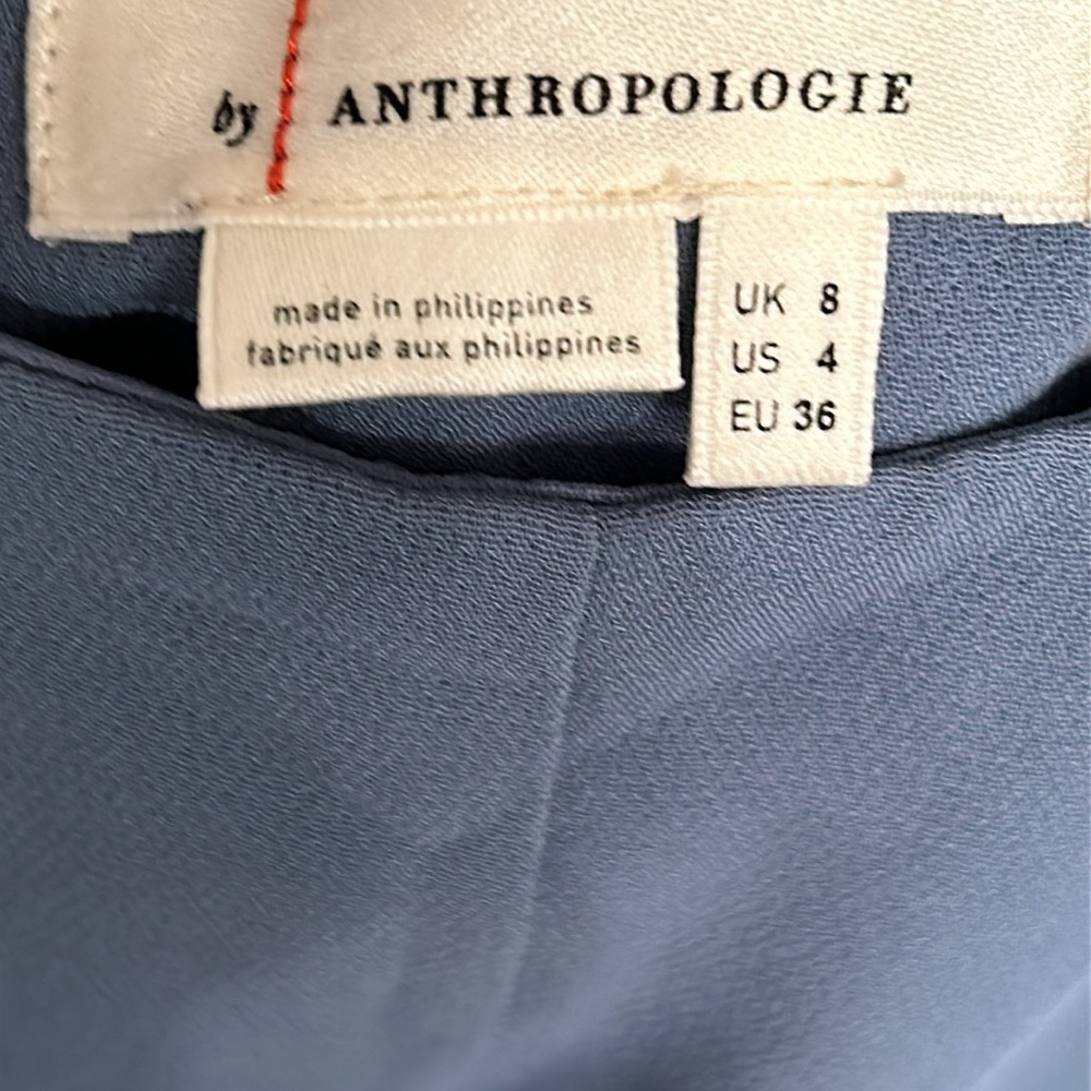 Anthropologie Zinnia High Rise Tulip Hem Pants Wedgewood Blue NWOT Sz 4 - Picture 4 of 6